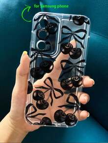 Funda transparente con estampado de lazo de cereza compatible con iPhone 13/11/17/17pro/16/14/15/15pro/15 Plus/15 Promax/7plus/8plus/X/Xs Max/Xr/11pro/12pro/13pro/14pro/12mini/13mini/11promax/12promax/13promax/14promax/14plus/17pro Max/17Air/6/6s Plus/7/8/16Pro/16plus/16promax/Se2/17promax y compatible con Samsung Galaxy/A54/A14/A12/A13/A15/A32/A33/A24/A52S/S20/S21/S22/S23/S24/S23Plus/S24ultra/S25/A15/A33/A23 - Multicolor 3 - Ver 5