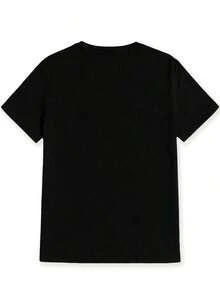 Women's Black Graphic T-Shirt "Rock The Test" - Colorful Neon Letter Print, Casual Short Sleeve T-Shirt For Spring And Summer, Lightweight Polyester Blend, Perfect For Casual Outfits. - 黑色 - 查看 3