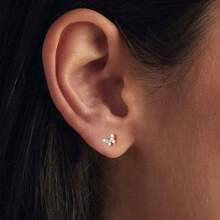 Bông tai hình bướm bằng bạc Sterling 925 BAMOER đính đá Moissanite, kiểu dáng đinh tán vặn sáng bóng, món quà sinh nhật/Lễ tình nhân hoàn hảo dành cho phụ nữ. - MSE090 - Xem 6