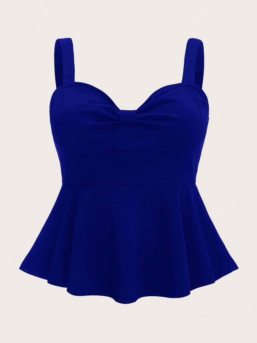 Top unicolor con diseño fruncido - azul real - Ver 1