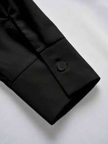 Camisa de mujer casual de manga larga a rayas con un solo abotonado - Negro 2 - Ver 7