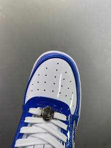 Giày thể thao A Bathing Ape Bape Casual Skate, giày sneaker bóng bẩy với logo ngôi sao phối màu tương phản, thiết kế cá mập trắng và xanh dương dành cho nam và nữ. - Cá mập trắng - Xem 8