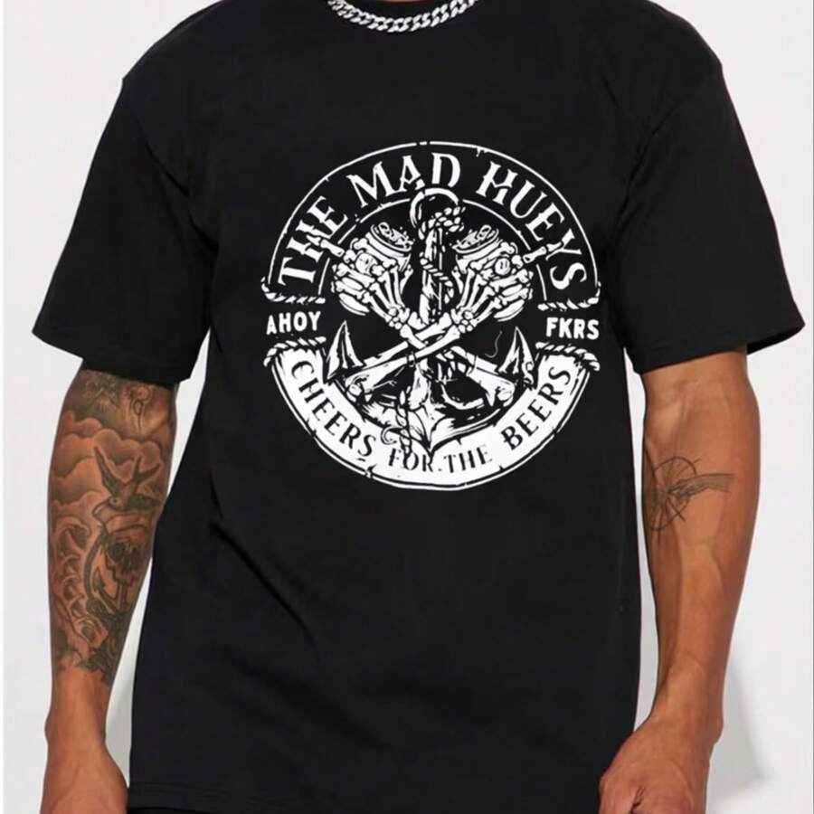 Printed T-Shirt For Men And Women - 黑色 - 查看 1