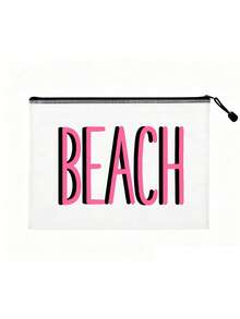 多色防水時尚網格沙灘包,印有彩色「Beach」文字的化妝包,沙灘主題。大容量透明化妝包配尼龍拉鍊盥洗包-輕量,可存放文件、文具、防曬乳、零食、比基尼和沙灘必需品。春夏收納,耐用,非常適合游泳、沙灘、潛水和夏季假期,也適合學生返校使用。 - 彩色 - 查看 19