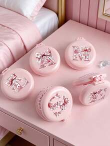 Peine plegable redondo con espejo y lazo rosa, espejo de maquillaje compacto portátil 2 en 1, peine plegable de cojín de aire mini para mujeres, niñas, mamá, adecuado para boda, viaje, camping, oficina, viajes de negocios, deportes, al aire libre, actuaciones, cepillar el cabello, multifuncional, regreso a la escuela, regalo del Día de la Madre, artículo esencial de viaje, regalos de Pascua, accesorios para mujeres - Multicolor - Ver 8