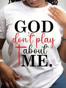 Women's T-Shirt "God Doesn't Play With Me", Christian Statement Of Faith T-Shirt For Women And Men, Religious Inspiration Message T-Shirt, Spiritual Gift Idea, Is A Perfect Gift For Friends And Family On Any Holiday Or Special Occasion, 220g, Casual Daily. - 白色 - 查看 8