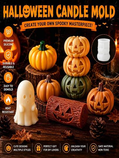 Khuôn nến hình gấu ma dễ thương cho Halloween - Chất liệu silicon đơn giản, thích hợp để làm nến hình ma đáng yêu, vật trang trí không thể thiếu cho những người yêu thích thủ công DIY trong dịp "Trick Or Treat".