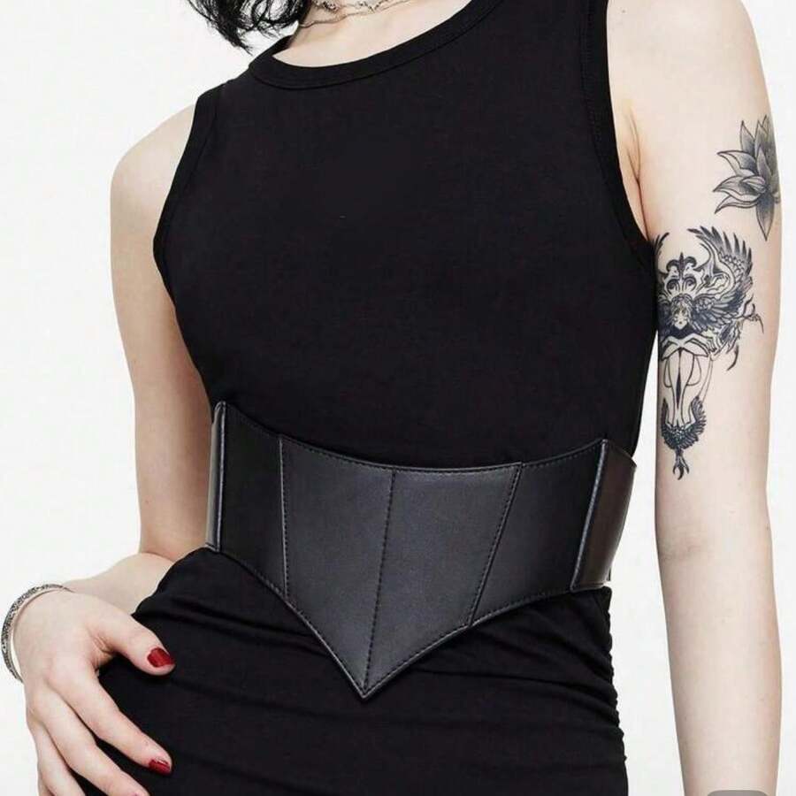 1pc Women's Renaissance Period Accessory, Black Sheer Lace Corset, Sexy Gothic Style Suitable For Halloween Party Or Daily Outfit Matching