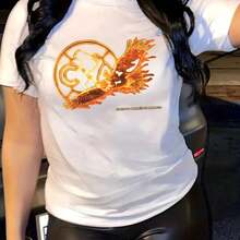 Camiseta Suave de Algodón 100% para Mujer MGY con Estampado de Águila y Emblema de Fútbol, Manga Corta y Cuello Redondo, Lavable a Máquina, Casual y Perfecta para Todas las Estaciones - blanco - Ver 8