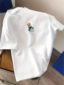 Camiseta Deportiva para Mujer, de Cuello Redondo y Manga Corta, Transpirable y de Corte Holgado, Diseño Moderno y Atractivo, Ideal para Deportes, Ocio Diario, Versátil para Múltiples Ocasiones, Top para Mujer - Blanco - Ver 6