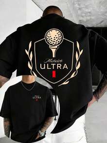 Men's Summer T-Shirt, Ideal For Golf Enthusiasts, With Double-Sided Golf Emblem Print. High-Quality, 100% Cotton Short-Sleeved T-Shirt With A Crew Neck. Soft And Breathable, Stylish And Casually Loose-Fitting, Suitable For Men And Women. Perfect For Everyday Wear, Outdoor Activities, Holiday Gifts, And As A Present For Men. Soft. - 黑色 - 查看 7