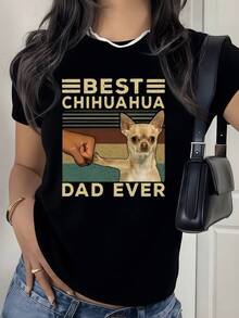 Women's T-Shirt With A Print Celebrating The Bond Of Loyalty Between A Person And Their Chihuahua, Showing A Friendly Gesture Of Respect And Affection That Symbolizes The Union Between Humans And Their Faithful Companions - Comfortable Casual T-Shirt For Women For Everyday Use And Outings. - 黑色 - 查看 10