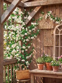 1pc 1.8m Artificial Rose Flower Vine With Green Leaves, Decor For Room, Party, Home, Wedding, Birthday, Christmas, Wall Arch, Spring Red Flowers - Bougainvillea Vines Pink - View 2