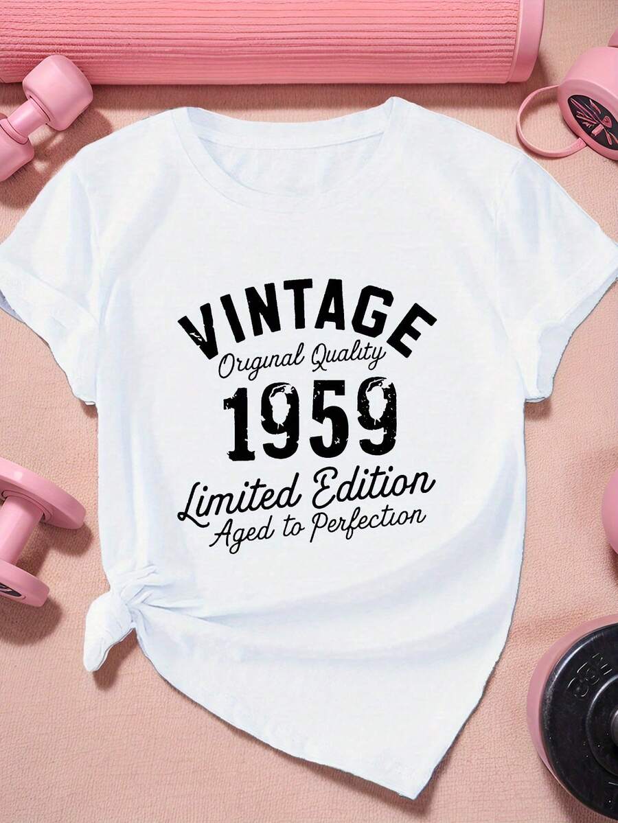 Camiseta Deportiva de Manga Corta para Mujer, Edición Limitada Vintage 1959 - Blanco - Ver 1