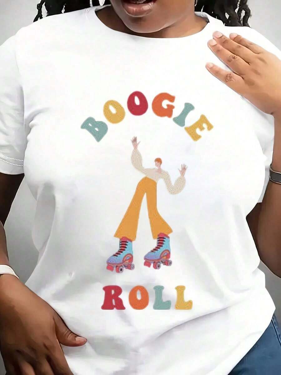 Camiseta Retro de Patinaje Boogie Roll, Camiseta Gráfica de Discoteca Roller de los 70, Camiseta Funky de Patinaje sobre Ruedas para Mujeres y Niñas, Regalo Vintage para Patinadores - Blanco - Ver 1