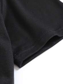 100% cotton Oversize Camiseta gráfica extra grande para mujeres con diseño de bruja y luna negra - Cuello redondo casual, top de manga corta con diseño de brujas volando en escoba, perfecta para primavera y verano, atuendo casual Diseño de luna bruja Tela elástica, para Halloween - Negro - Ver 5