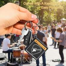 Guitar Picks Holder Box With Guitar Keychain, Amp Speaker Styled Pick Holder With 5 Celluloid Guitar Picks, Guitar Pick Storage Box Set For Guitar Players And Music Enthusiasts - 撥片收納盒1 - 查看 5
