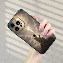 [Envío en 24 horas desde España]Funda para teléfono Apple 11-17 Promax 21-26 Ultra Galaxy 13 14 15 Pro Ultra: Patrón creativo de dibujos animados vintage de Jesús Dios Cruz, funda protectora de TPU mate con ojos de ángel negros pintados en 2D, funda para teléfono simple, elegante y divertida para hombres y mujeres - Blanco antiguo - Ver 5