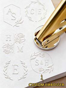 1pc Customized Single Letter Wedding Embossing Stamp - Personalized Wedding Embossing Stamp, Customized Embossing Stamp, Wedding Envelope Embossing Stamp, Napkin Embossing Stamp - Gold, Anniversary Gift - Gold - View 2
