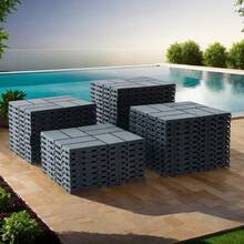 27/44pcs Interlocking Outdoor Plastic Floor Tiles (30.48cm X 30.48cm) - Slip-Resistant Deck Tiles For Patio, Poolside, Backyard - Easy Installation - XBK(44PCS)-brown - View 2