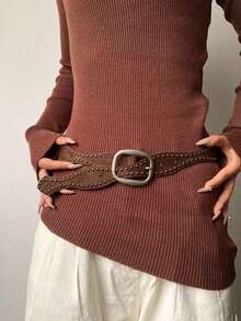 1pc Retro Rivet Waist Belt, Great For Casual & Streetwear Outfits - Multicolor - View 6