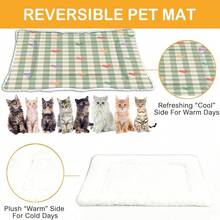 1pc Soft Pet Bed Cushion, Reversible Dog Crate Mat With Green Plaid & Heart Pattern, Washable For Small/Medium/Large Dogs, Suitable For All Seasons - Multicolor - View 4