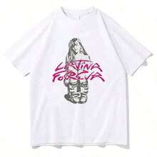 Camisetas de esquí Karols G LATINA FOREVA para mujer, camiseta de manga corta para chica, camisetas de música Karols G Merch, camiseta de verano fresca, estilo unisex. - Blanco - Ver 1