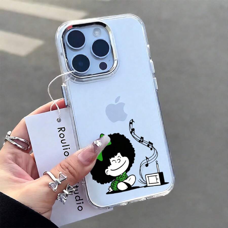 Funda para teléfono: Carcasa transparente para iPhone 14 Pro Max con diseño de personaje de dibujos animados y notas musicales, cubierta protectora transparente con arte divertido para uso diario - transparente - Ver 1