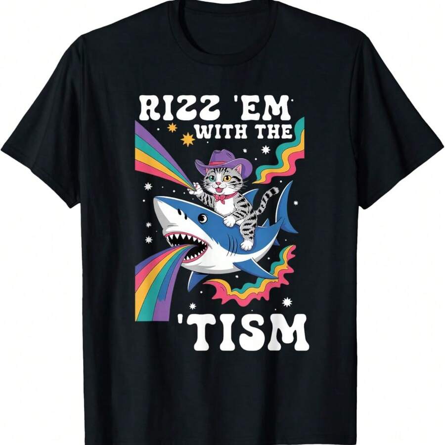 Rizz 'Em With The Tism T-Shirt - Black - View 1