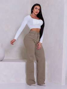 Wide Leg - Khaki - View 8