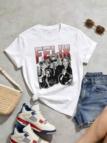 Camiseta de manga corta con cuello redondo suave y casual de verano para mujer, tops para salir, algodón, vintage, estilo callejero europeo y americano, casual deportivo, estilo unisex, estilo casual urbano, tops bonitos, Gen Z, curvas, ropa Y2K, camisetas divertidas, tops para damas, conjuntos de vacaciones para mujer, top lindo, camiseta gráfica, conjuntos de primavera, camisetas holgadas, ropa de calle retro, estilo de los 90, estilo de los 2000, subcultura, top negro, tops blancos, atuendo de fiesta de los 90. - Blanco - Ver 3