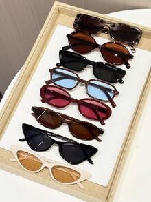 8pcs Leopard Print Plastic Multi-Color Geometric Full Frame Classic Glasses Set, Ideal Gift For Holidays, Suitable For All Face Shapes, Suitable For Dance Parties, Outdoor, Fashion Accessories, Back To School, Campus Style And Other Occasions - 8pcs Black, Red, Tea and Blue Combination - View 1