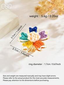 OOQ 1pc Vacation Style Five-Petal Raffia Flower Open Ring, Adjustable Size Portable Colorful Floral Ring For Women, Bridesmaid Gift, Friend Gift (Handmade Raffia Weaving, Shape & Direction Random) - Color - View 2