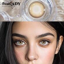 FRESH LADY 1 Pair Natural Color Lens Eyes Color Cosmetic Contact Lens Brown Colored Lenses For Eyes Yearly Beauty Contact Lens Halloween Costume Cosplay - Brown - View 5
