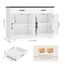 Sideboard, 120cm Kitchen Cabinets With 2 Drawers, Wooden Storage Cupboard Cabinet For Kitchen - Black and White - View 4