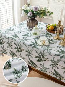 1 pieza Mantel con estampado de plantas tropicales, cubierta de mesa rectangular, adecuado para decoración de mesa, decoración del hogar y decoración de habitaciones, apropiado para decoración de fiestas festivas o decoración de mesa de comedor - Brote Verde - Ver 5