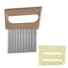 1pc Potato Slicer With Protective Cover, Stainless Steel Wavy Blade Wolf Tooth Potato Cutter, Manual Vegetable Slicer For Kitchen And Home Use, No Power Required, Multi-Functional For Fresh Fruit, Vegetables, Salad, Carrots, Potatoes, French Fries - Perfect For Home Kitchen - Multicolor - View 11