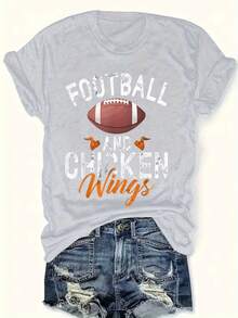 Talla Grande - Talla Grande - Camiseta Casual de Talla Grande con Mangas Cortas y Estampado de Letras, Adecuada para Verano y Primavera, Ropa de Talla Grande para Mujer - Gris Claro - Ver 6