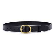 1pc Plus Size Women's Solid Color Minimalist Gold Buckle PU Leather Belt, Suitable For Pairing With Various Pants - Black - View 2