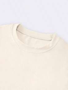 Camiseta de cuello redondo ajustada para mujer talla grande en color morado oscuro - Caqui - Ver 4