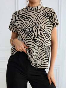 Camisa de mujer con estampado de leopardo, de verano, de manga ancha, para uso diario - Multicolor 2 - Ver 5