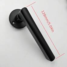 1pc Black Interior Door Handle, Heavy Duty Matte Black Door Knob, Metal Double Door Lock, Single Side Pull Bar, Suitable For Wardrobe, French Doors And Pantry, Matte Black, Reversible Inside Push/Pull Bar, Seamless Integration Of Technology And Modernity, Easy Installation, Convenient To Use, Rich Texture - Black - View 5
