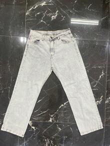 Men's Oversized Wide Leg Balloon Jeans Without Elastane - 大理石紋傑索 - 查看 5