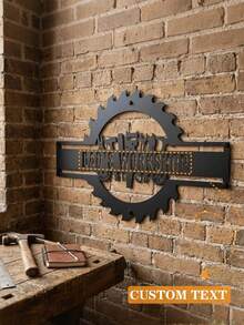 1pc Customized Metal Workshop Sign, Father's Day Gift, Customized Garage Sign, Personalized Men's Cave Decor, Mechanic Workshop Sign, Steel Garage Entrance Decoration - Black - View 2