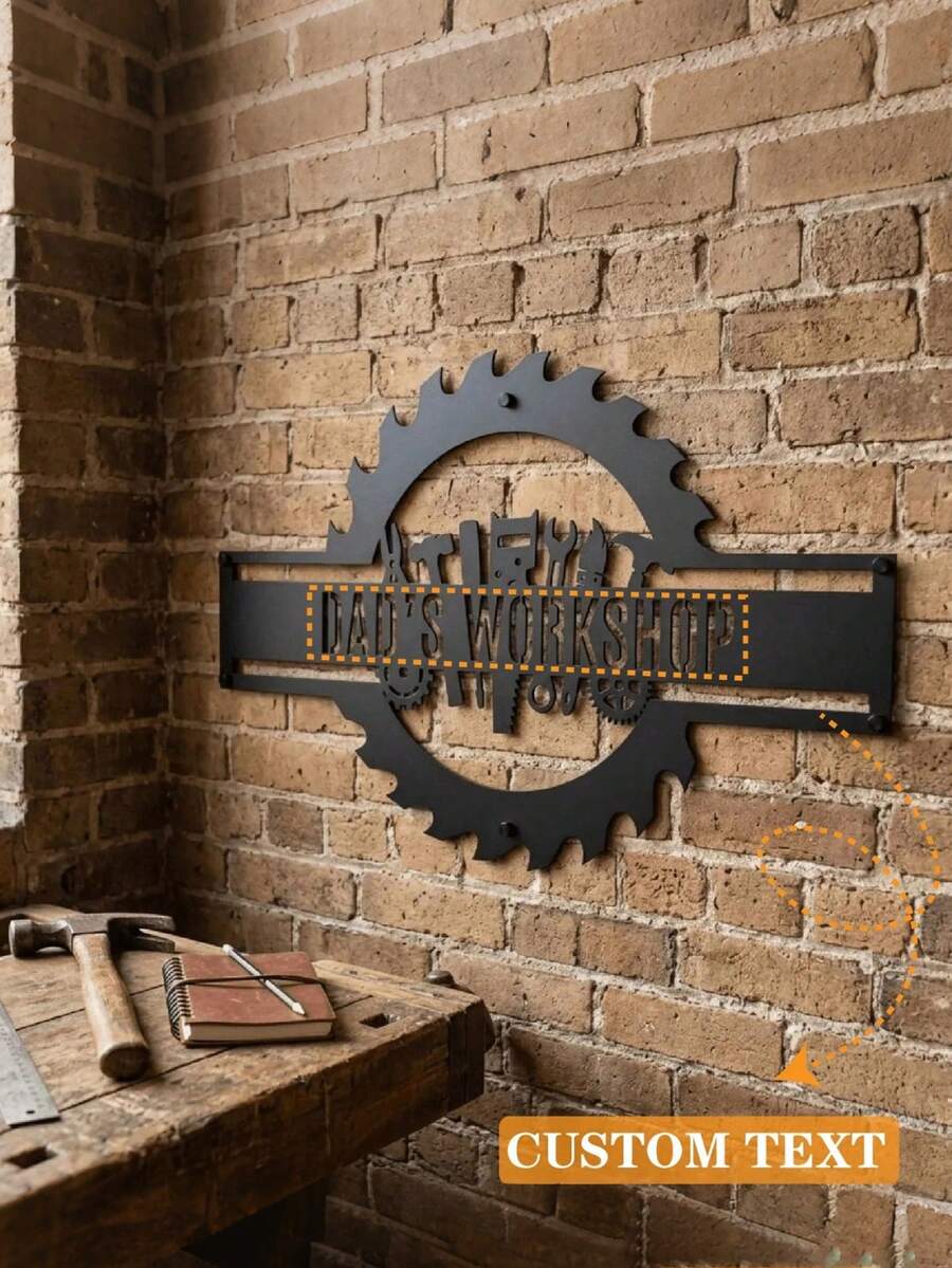1pc Customized Metal Workshop Sign, Father's Day Gift, Customized Garage Sign, Personalized Men's Cave Decor, Mechanic Workshop Sign, Steel Garage Entrance Decoration