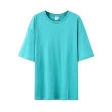 Women's Casual Printed T-Shirt, Short Sleeves, Round Neck, Spring/Summer Urban Fashion Unisex T-Shirt. WHZ8 - 湖藍色 - 查看 12