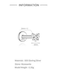 1 chiếc khuyên tai hình trái tim bằng bạc 925 mạ vàng 18K đính đá Moissanite, kiểu dáng phẳng, thời trang, không gây dị ứng và không phai màu, hoàn hảo cho đeo hàng ngày, dự tiệc, đám cưới, quà tặng Ngày của Mẹ và các dịp lễ. - Bạc - Xem 5