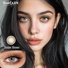 FRESH LADY 1 Pair Natural Color Lens Eyes Color Cosmetic Contact Lens Brown Colored Lenses For Eyes Yearly Beauty Contact Lens Halloween Costume Cosplay - Brown - View 3
