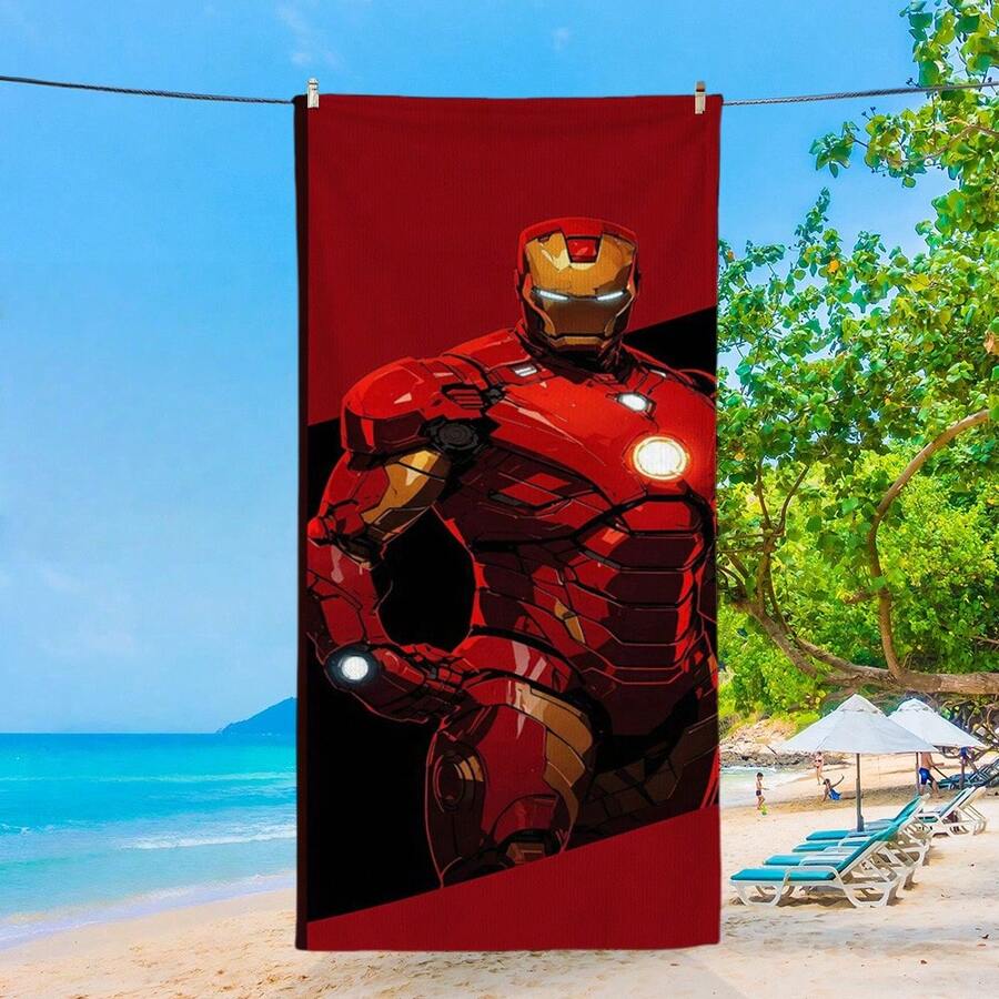 1PCS Cool I Ron Man Superhero Microfiber Beach Towel - Quick Dry Super Absorbent Bath Towel For Swimming Pool Gym Travel - Marvel Fan Outdoor Picnic Blanket Sand Free Magic Towel Accessory For Men Boys Gift - Multicolor - View 1