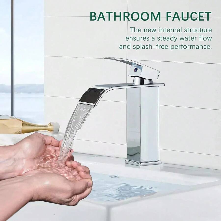 Stainless Steel Waterfall Type Single Lever Mixer Tap - Silver - View 1